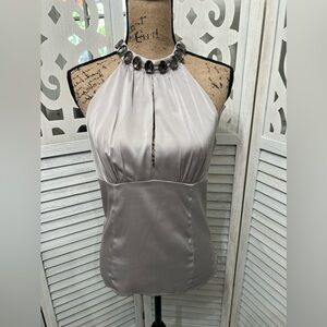 Vintage Bebe Embellished Jeweled Mauve Halter Top Medium